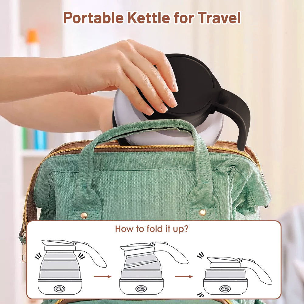 Foldable Electric Kettle-700ML Foldable Travel Kettle, Collapsible Water Bottle,Foldable Kettle Camping for boiling water,Portable Hot Water Kettle Perfect for Home, hotel, Outdoor Camping, Travel, Picnics, RV Trips, cars. Ch