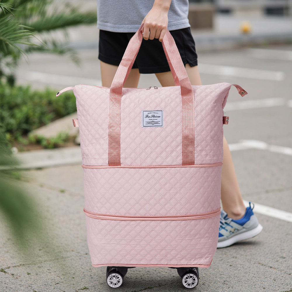 Travel Tote Bag with Detachable Wheels, Multifunctional Travel Bag with A Partition Section, Expandable Luggage Bag, Large Capacity Travel Duffle Bag Gym Tote Bags, Shoulder Bag, Gift for Wife and Parents