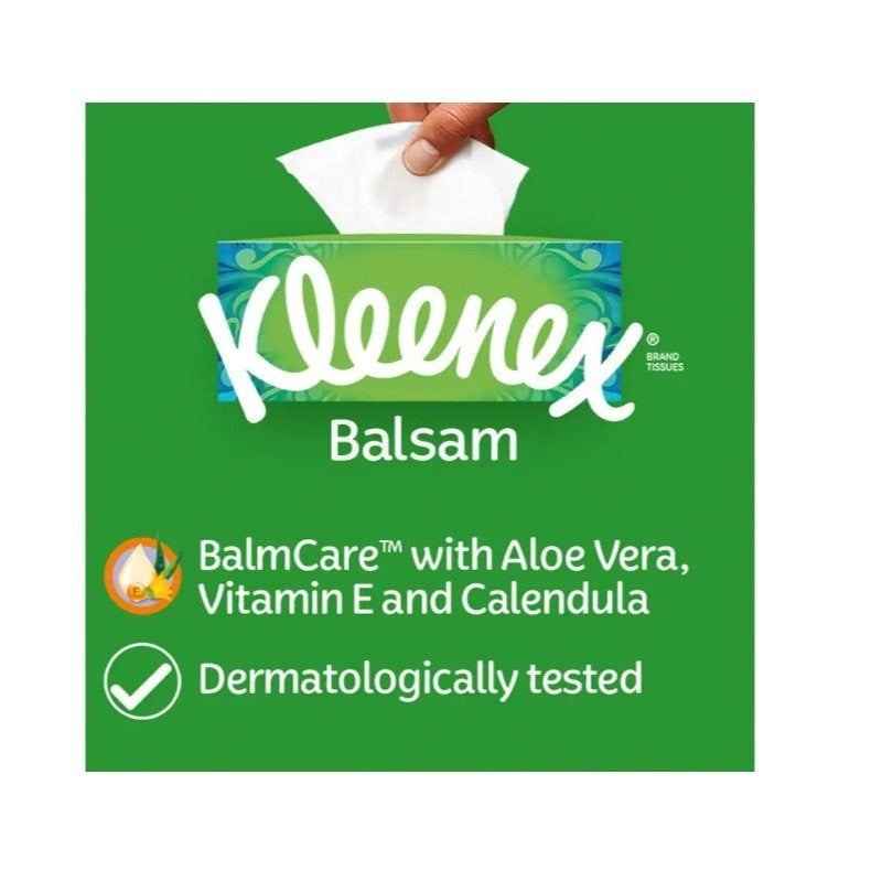 Kleenex Balsam Facial Tissues with Aloe Vera 12 x 64 Sheets Soft Soothing Tissue Multipack 768 Total