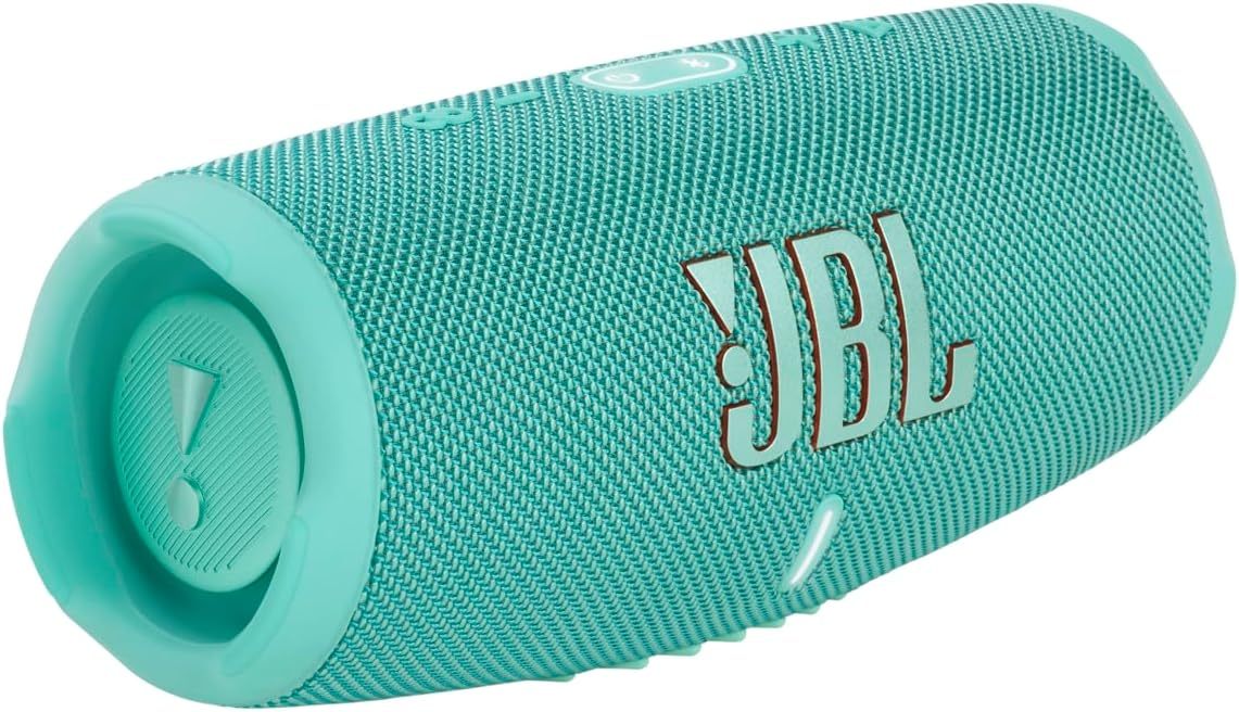 JBL Charge 5 Portable Bluetooth Speaker with Deep Bass, IP67 Waterproof and Dustproof, 20 Hours of Playtime, Built-In Powerbank,- Available in BLACK / GREEN / GREY / PINK / RED / SQUAD / TEAL / WHITE