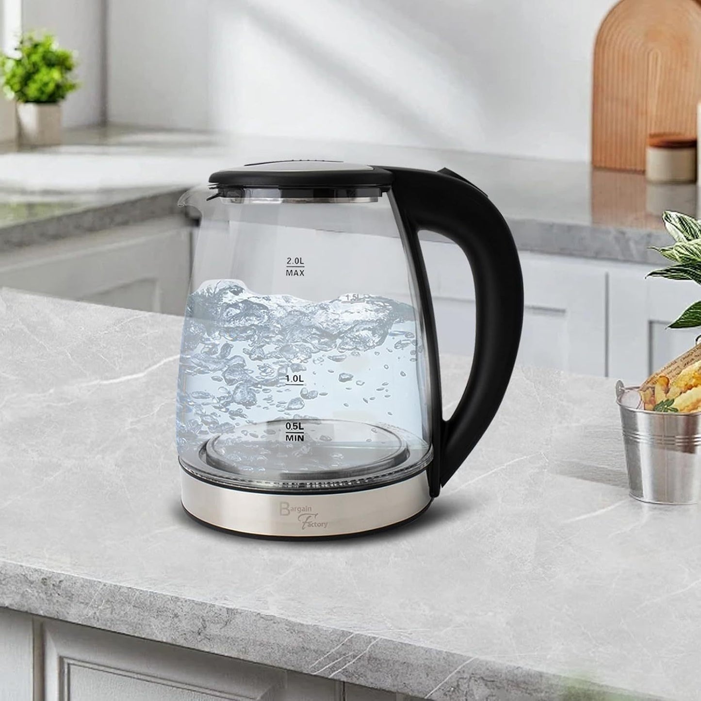 Electric Glass Kettle – 2L Fast Boil, Bpa-Free with Blue LED & Boil-Dry Protection