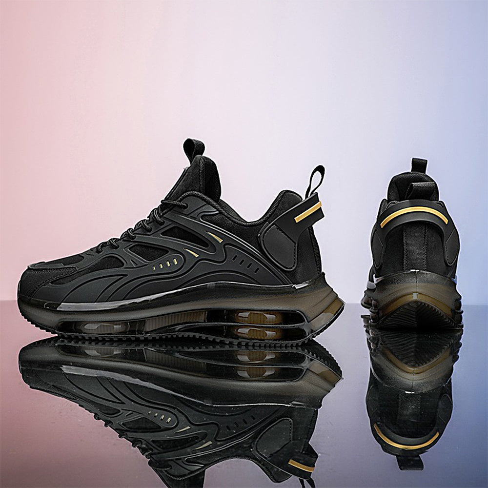 Men'S Fashion Low-Top Sneakers - Black with Yellow Accents, Breathable Fabric Upper, Cushioned Rubber Sole, Lace-Up Casual Shoes, Suitable for Outdoor and Everyday Wear, Comfortable in All Seasons, Hiking Shoes, Modern Athlet