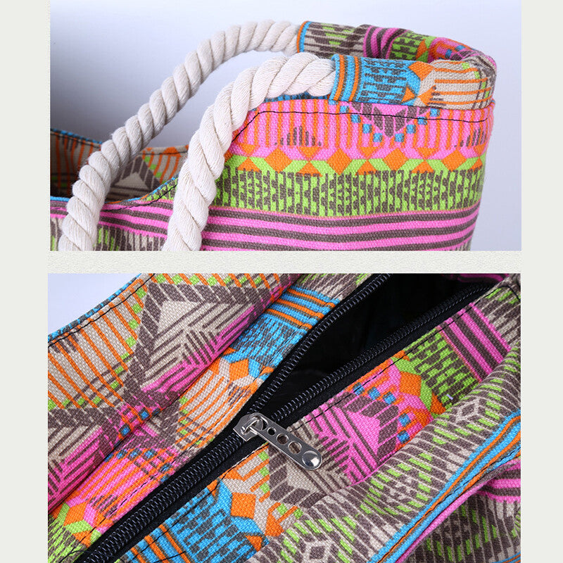 Canvas Summer Beach Tote Shoulder Shopping Travel Bag for Women Girls Ladies