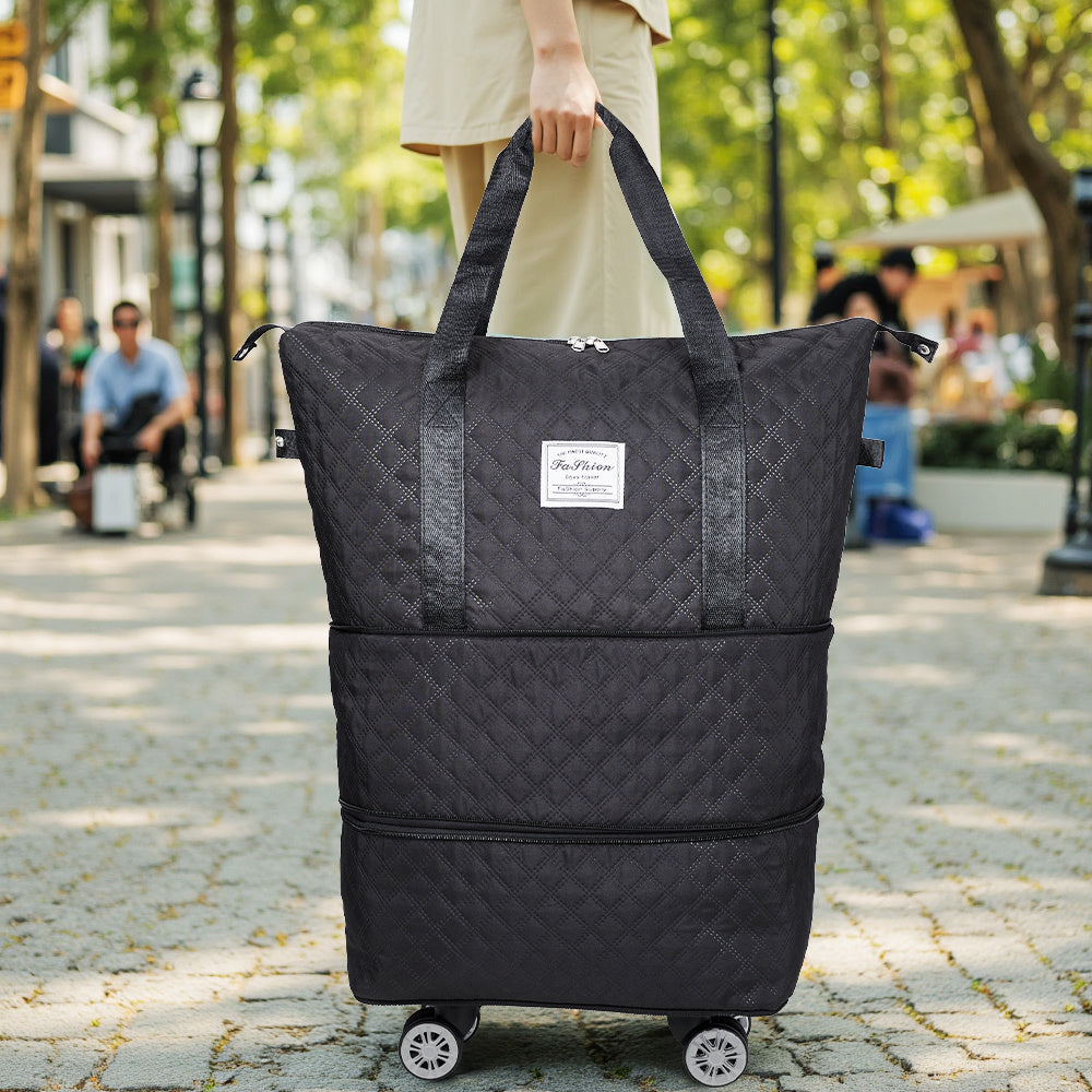 Travel Tote Bag with Detachable Wheels, Multifunctional Travel Bag with A Partition Section, Expandable Luggage Bag, Large Capacity Travel Duffle Bag Gym Tote Bags, Shoulder Bag, Gift for Wife and Parents