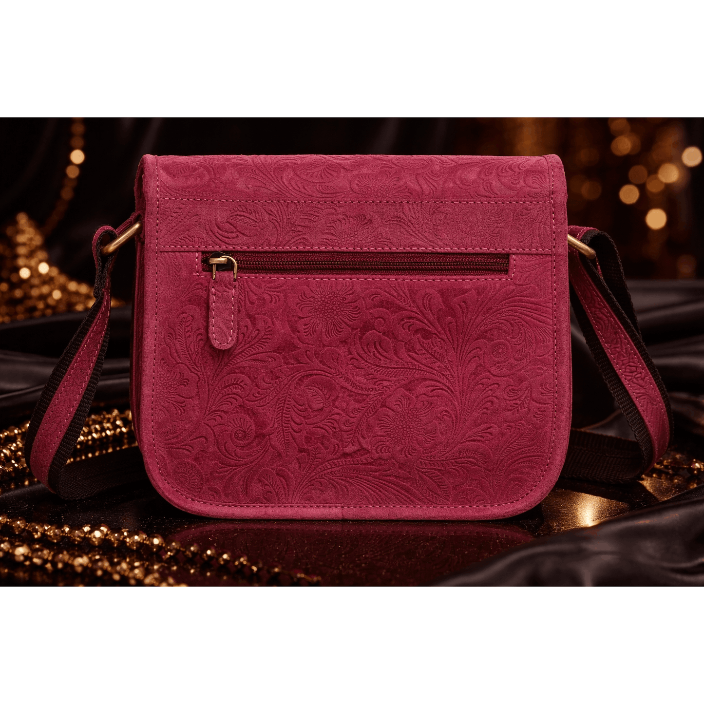 Genuine Leather Bags for Women Flower emboss small Cross Body Bag for Everyday Travel Small Compact Handbag