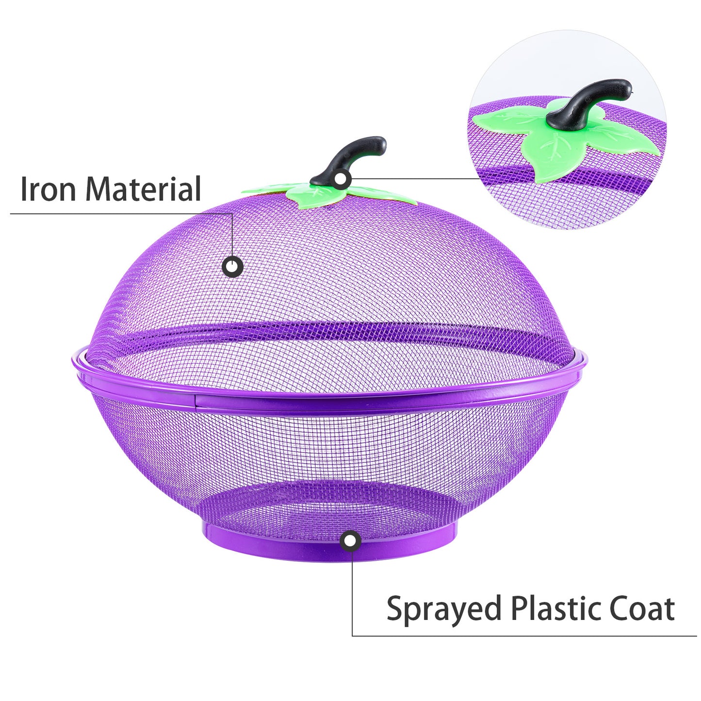 Fruits Bowl Basket Apple Shape Mesh with lid Tabletop Vegetable Holder Keep Unwanted Pets & Insects Out Kitchen Dishwashing Drain Basket