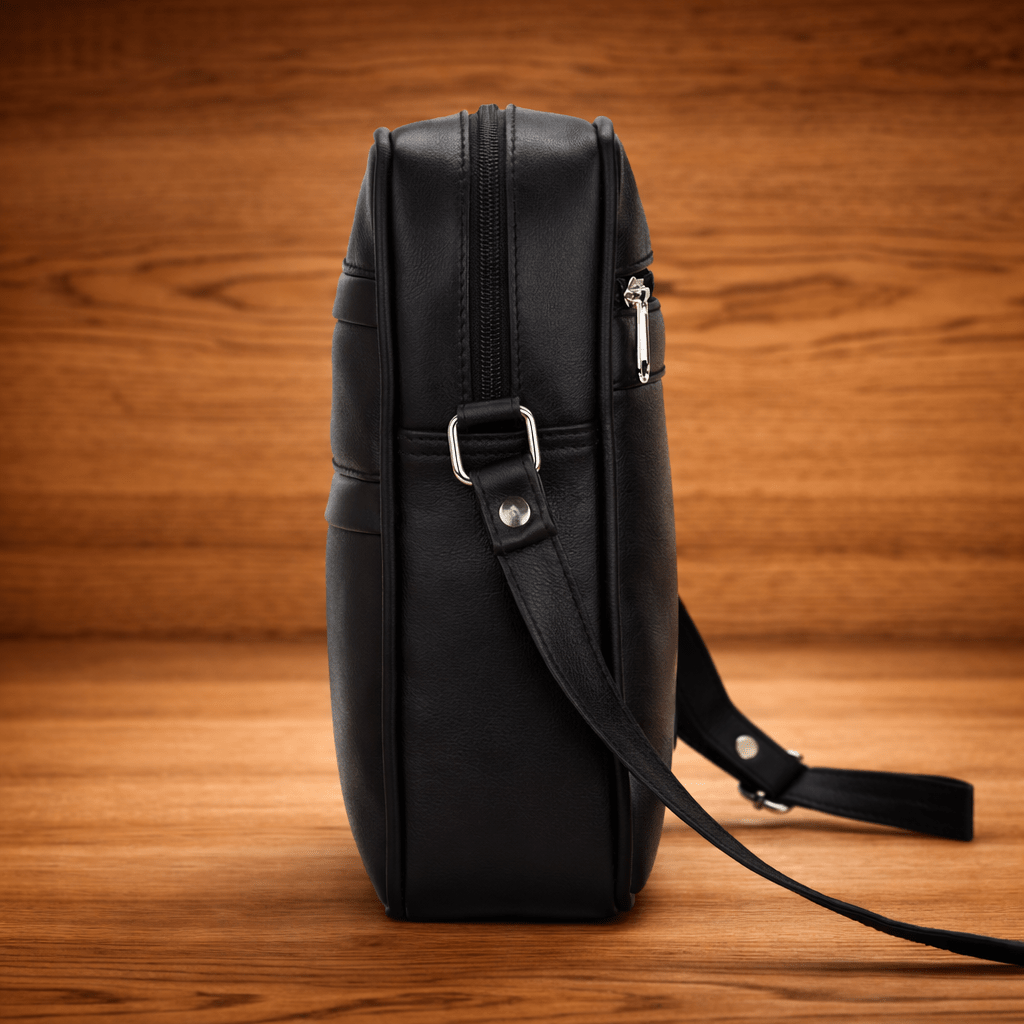 Genuine Leather Crossbody Bag for Men & Women – Small Travel Shoulder Messenger Bag with Multiple Zip Pockets, Adjustable Strap, Compact Everyday Man Bag