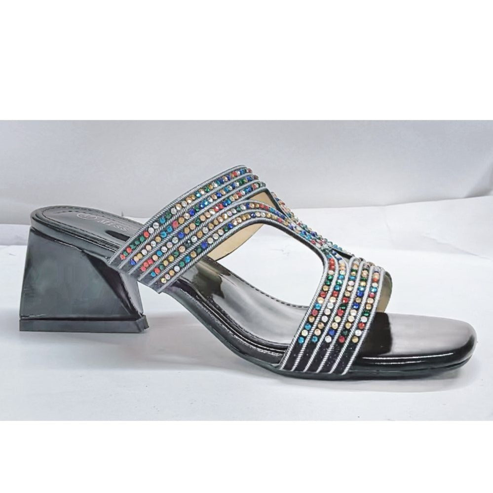 Women'S Kitten Heel sandals, LOCAL FAST-DELIVERY, open toes, Rhinestone embellishments, Kitten Heel, Non-slip, lightweight and comfortable Strappy sandals