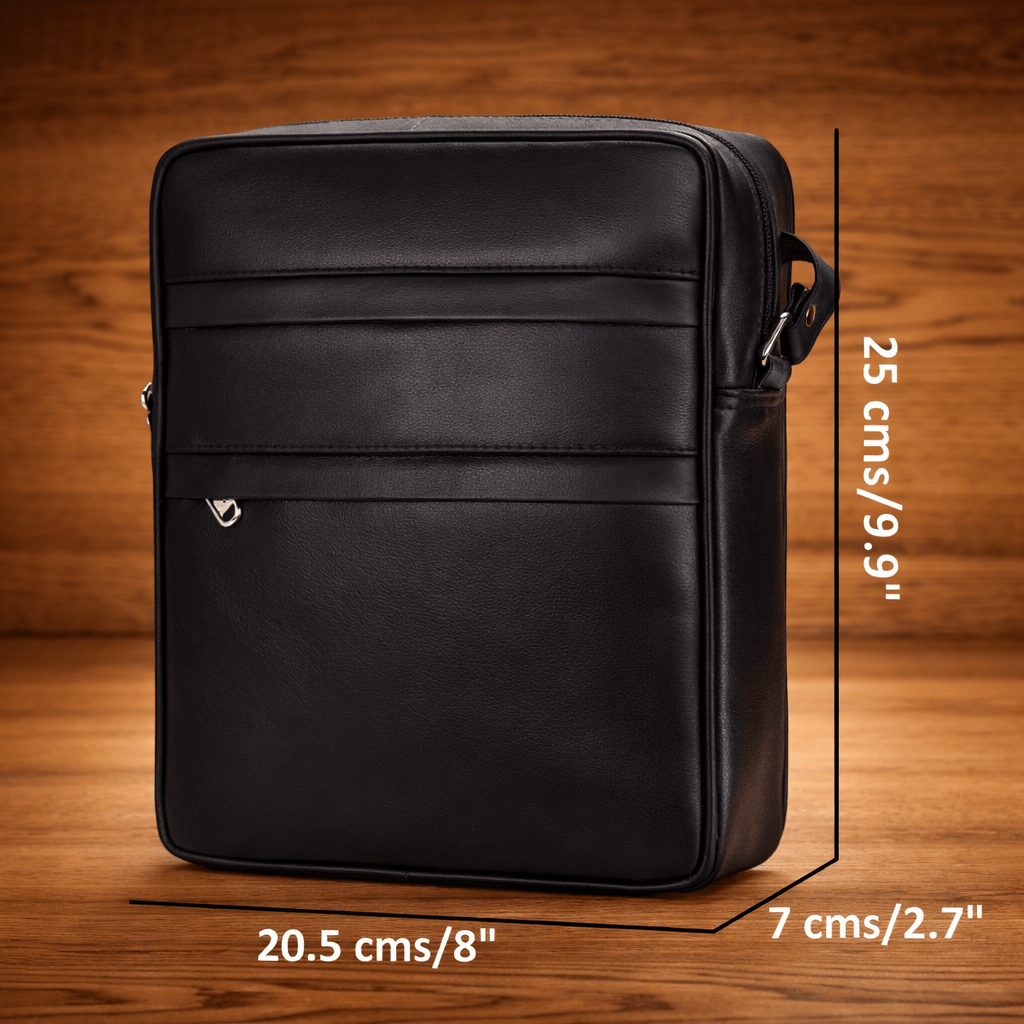 Genuine Leather Crossbody Bag for Men & Women – Small Travel Shoulder Messenger Bag with Multiple Zip Pockets, Adjustable Strap, Compact Everyday Man Bag
