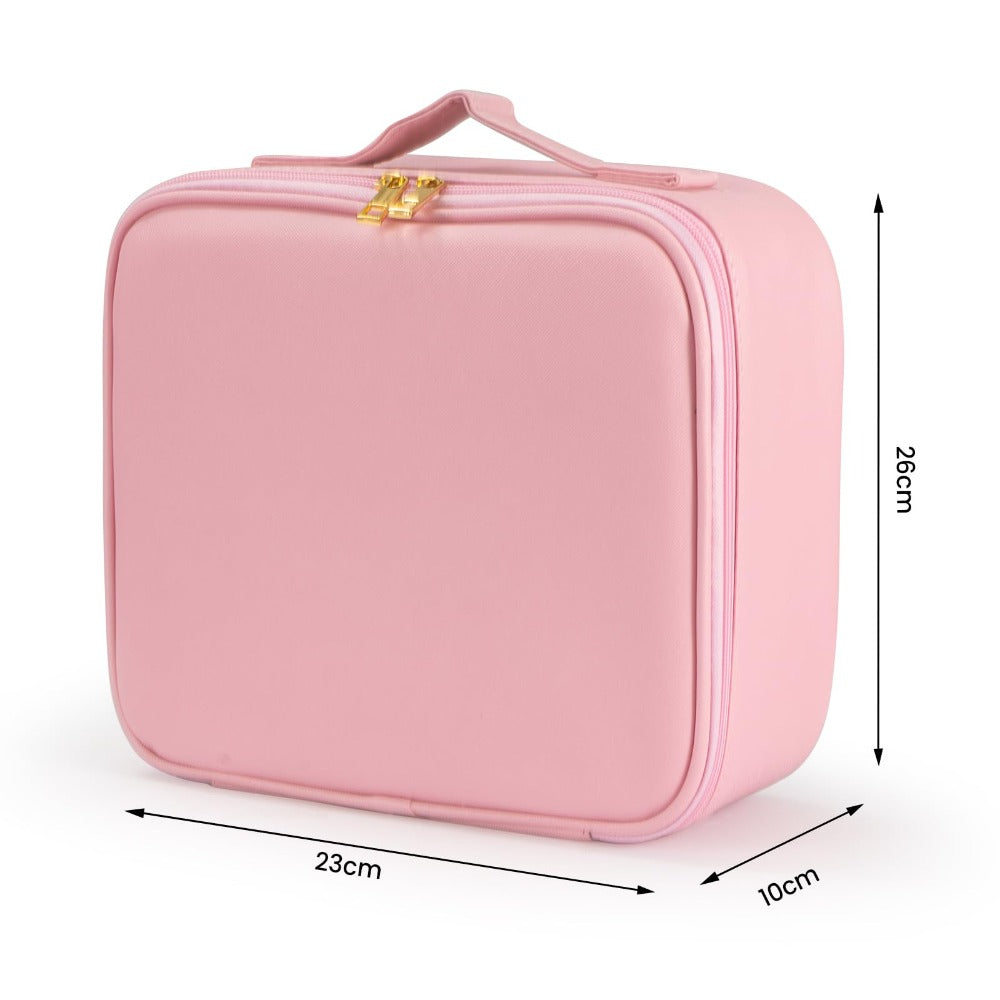 Adjustable Travel Makeup Organizer Bag - Compact Toiletry Case with Dividers for Brushes, Jewelry & Cosmetic Essentials
