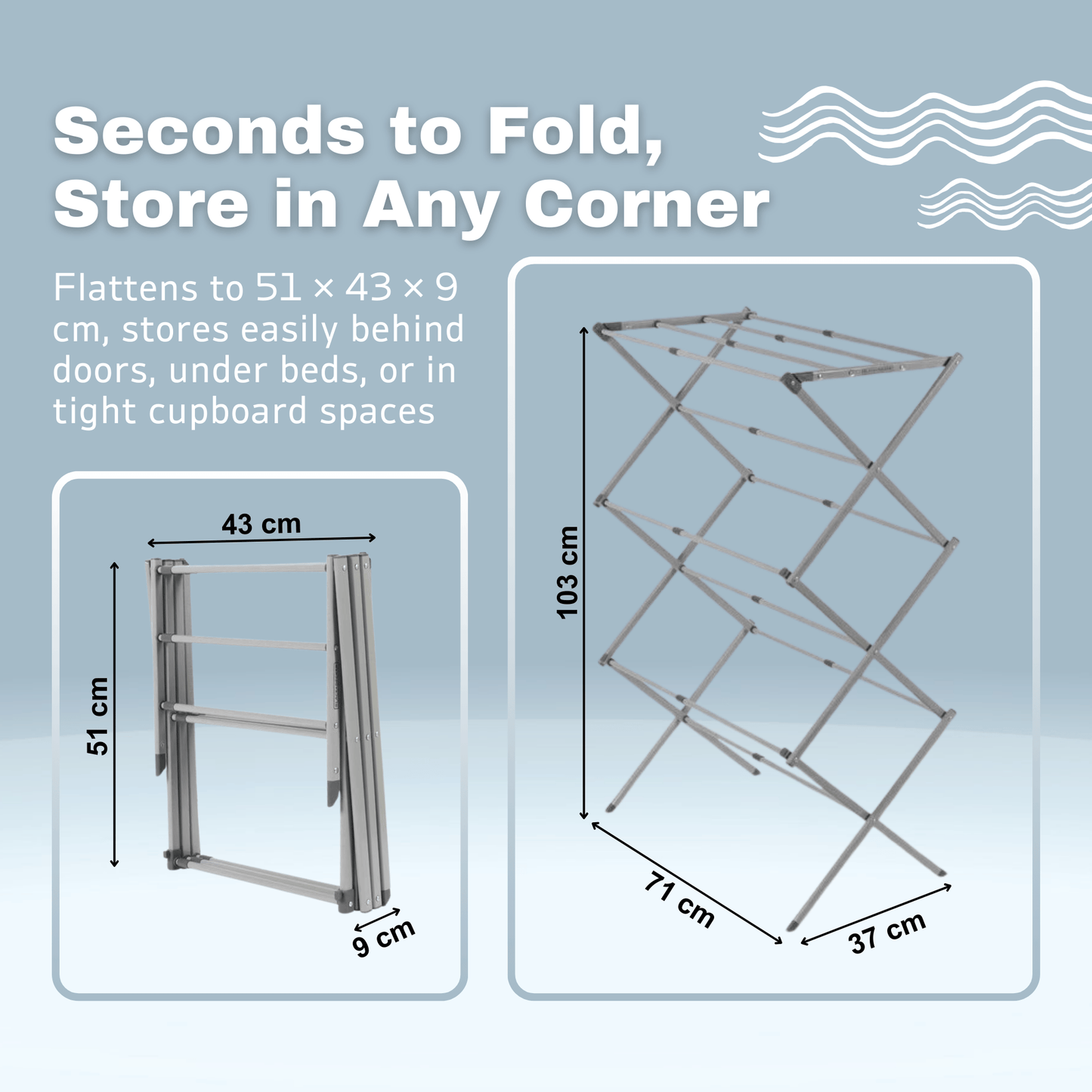 Extendable Clothes Airer Dryer – 3 Tier Metal Laundry Drying Rack for Indoor & Outdoor Use