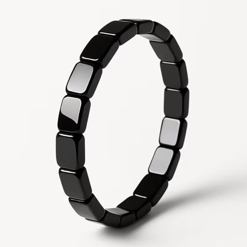 Hematite Bracelet Men'S Round bead black bracelet elastic black stone bracelet irregular shaped bracelet, Suitable for Various Occasions Valentine'S Day gift