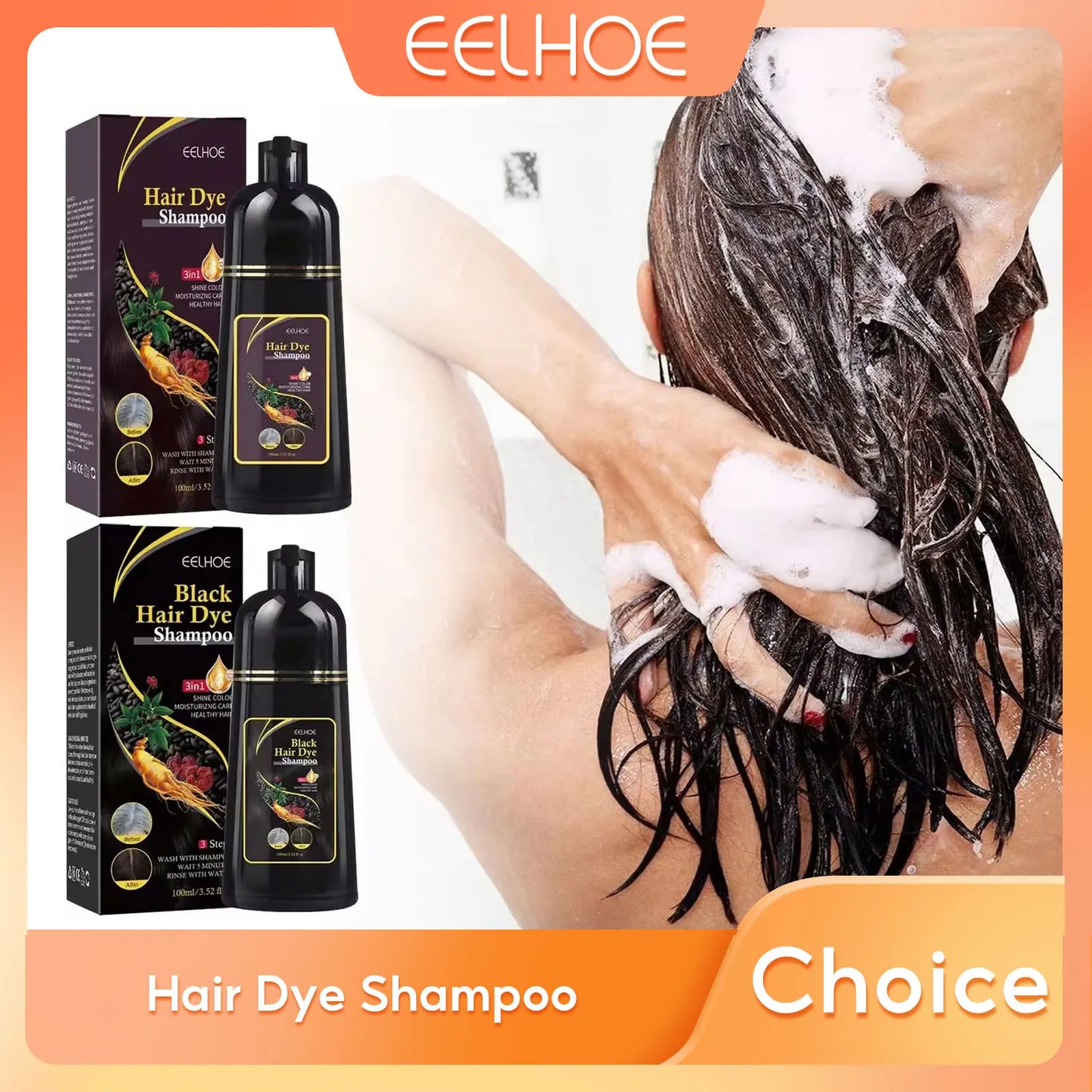 Hair Dye Shampoo Hair Color Darkening Care Nourishing Shiny Covering Gray Clean Scalp Natural Polygonum Black Hair Dye Shampoo