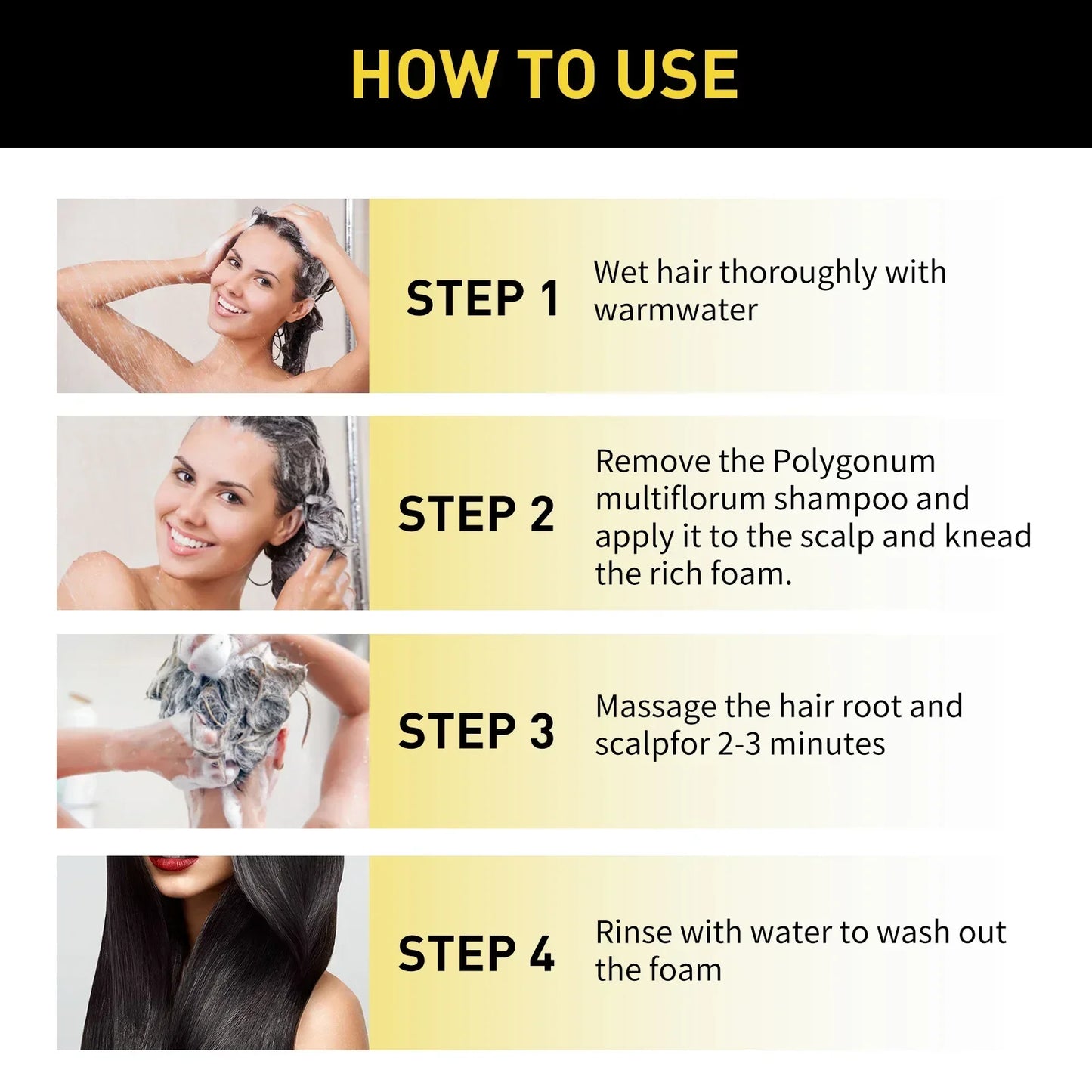 Hair Dye Shampoo Hair Color Darkening Care Nourishing Shiny Covering Gray Clean Scalp Natural Polygonum Black Hair Dye Shampoo