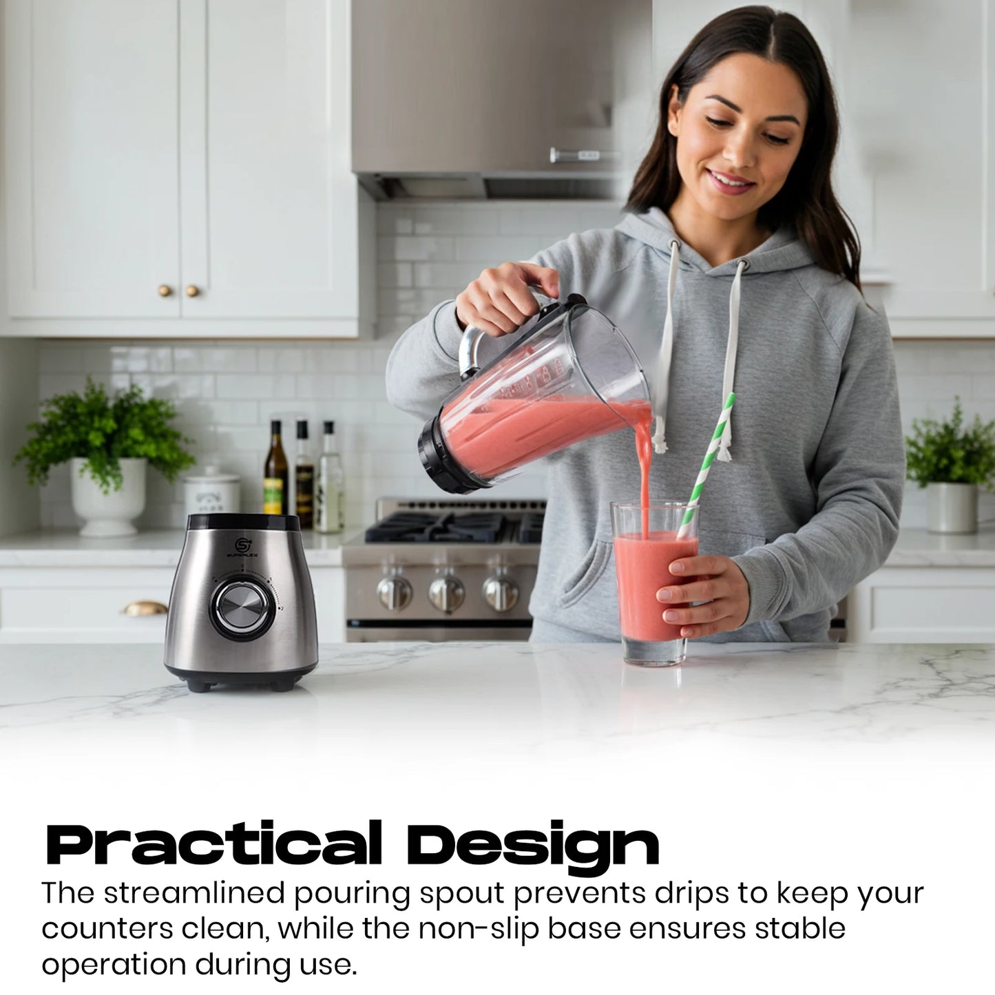 SUPERLEX 1.5L Multifunctional Wall Breaking Machine 2Speed Multi-purpose 3 in 1 Double Cup Squeezing Blender 800W BPA Free New