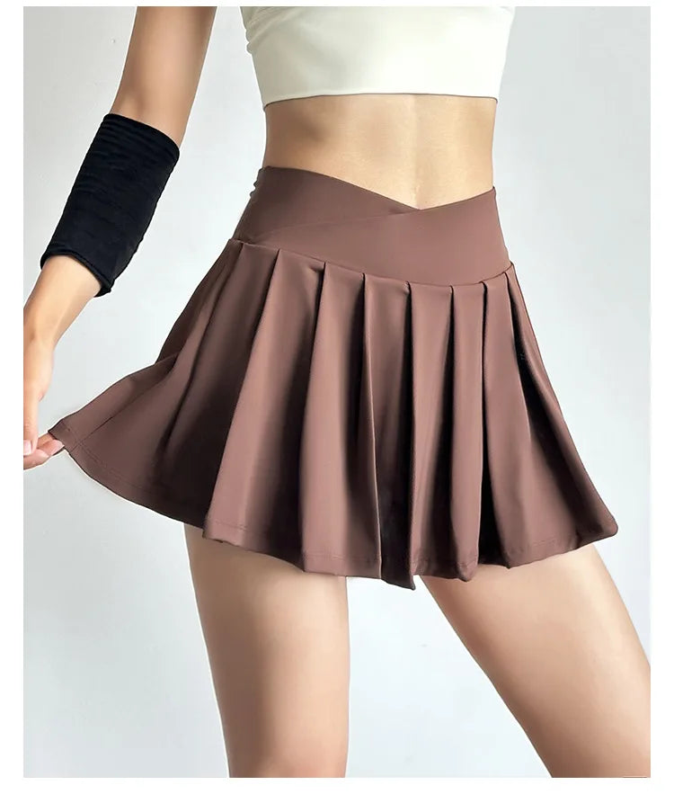 Sports short skirt women summer anti-walk yoga pants running fitness clothes quick dry breathable high waist pleated skirt