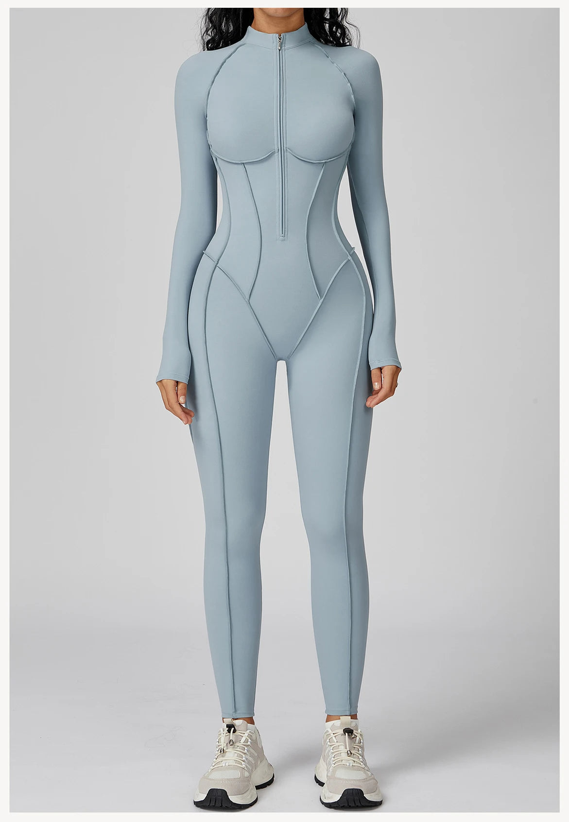 Yoga Bodysuit Long Sleeved Women's Tracksuits Gym Zipper Jumpsuits Sports Workout High-intensity Fitness One-piece Tights Suit