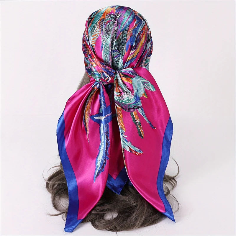 Silk Hair Scarf Scarftop Women Summer Satin Headscarf Foulard Bandana Cheveux Soft Neckerchief Hijab For Ladies