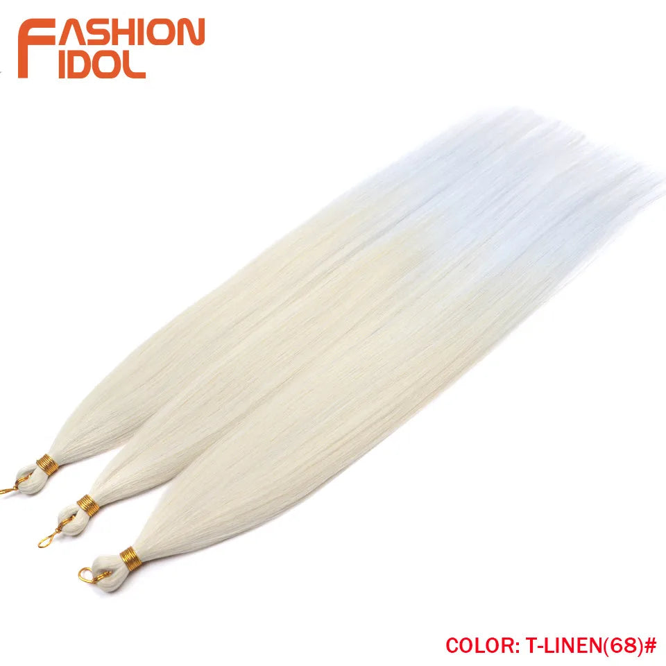 28" 3PCS Ariel Straight Pony Hair Bundles Crochet Braids Hair Synthetic Braiding Hair Ombre Silver Grey Crochet Hair Extensions