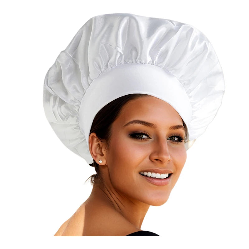 custom Soft Silk Satin Lined Bonnet Large Satin Hair Bonnet Household Sleep Shower Cap Hair Wrap Cover for Long Hair Salon Tool