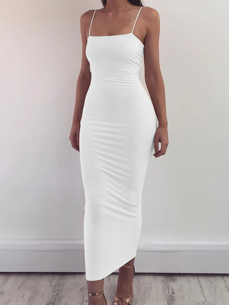 Women's High Elastic Sleeveless Backless Long Dress