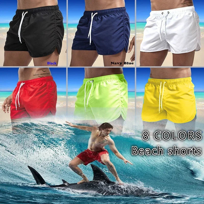 Men's Shorts 2025 Beach Trunks Summer Swim Gym Pants Quick Drying Swimming Homme Surf Ventilate Drawstring Fashion Casual Daily