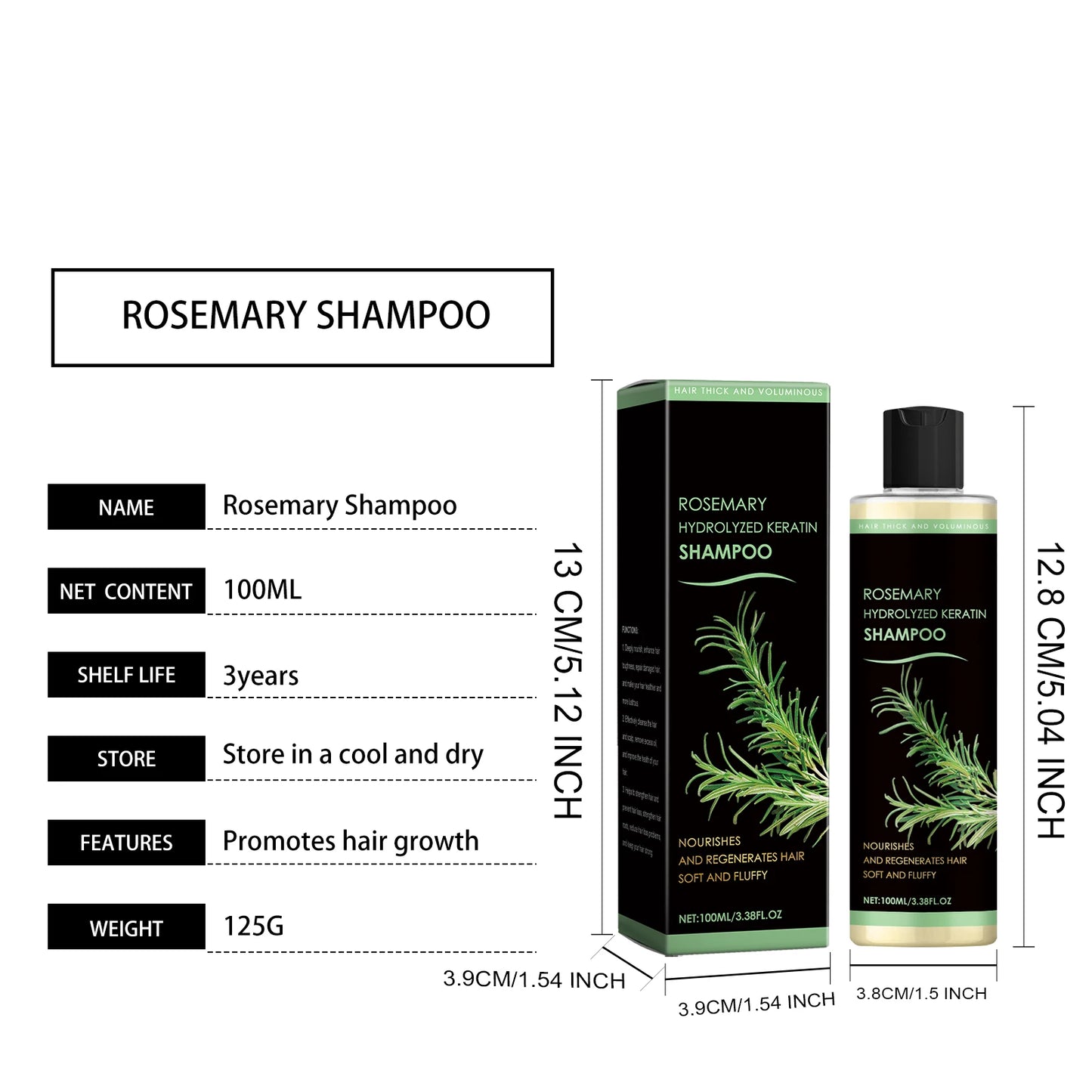 Rosemary Natural Shampoo Hair Thickness Loss Deep Nourishing Scalp Care Strengthen Repair Damaged Oil Control For Men Women