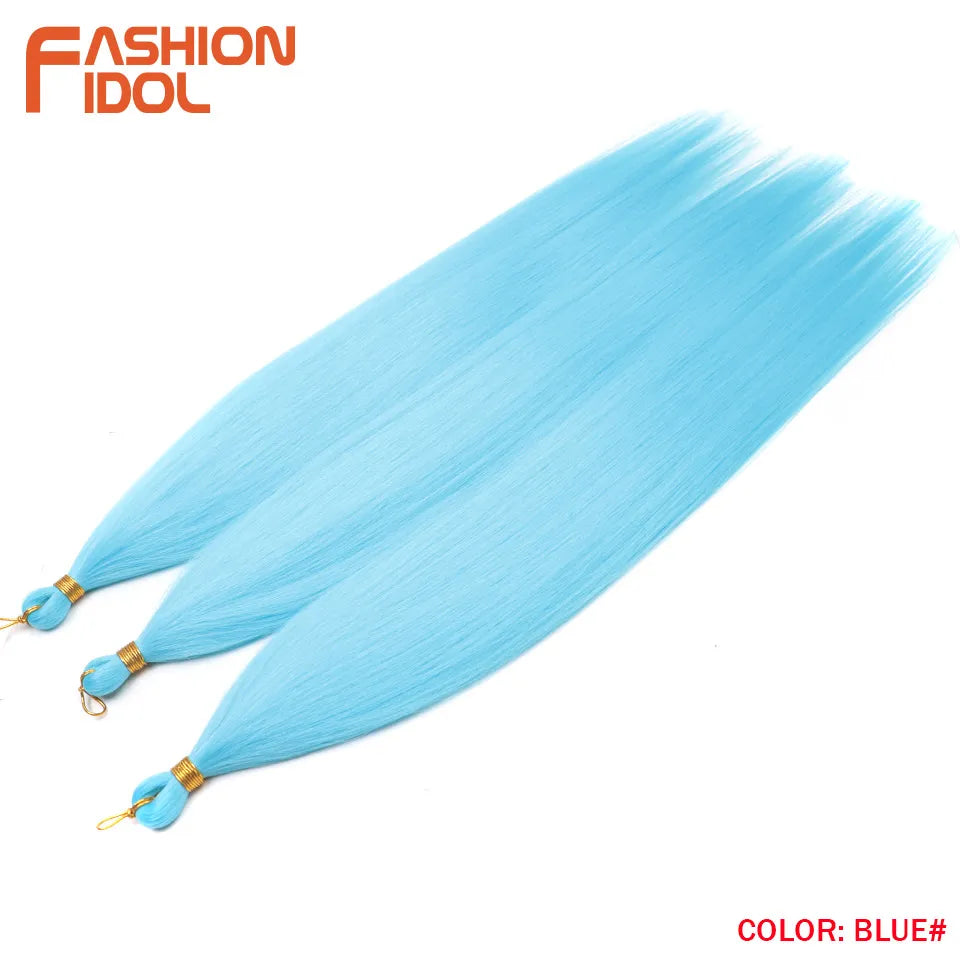 28" 3PCS Ariel Straight Pony Hair Bundles Crochet Braids Hair Synthetic Braiding Hair Ombre Silver Grey Crochet Hair Extensions