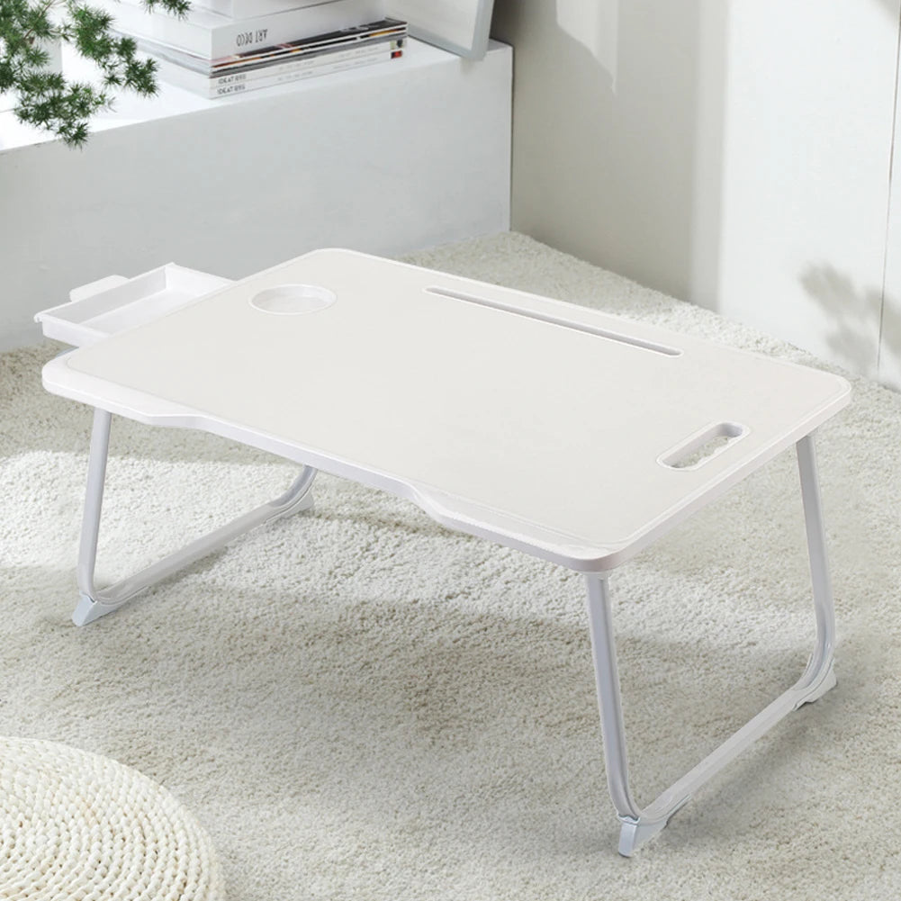Folding Laptop Bed Desk With Cup Holder Multifunctional Dormitory Bedroom Bed Desk With Drawer Portable Desk