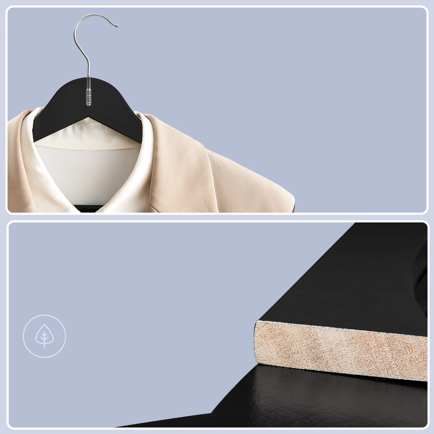 SONGMICS Set of 20 Clothes Hangers, Solid Birch Wood, 360° Swivel Hooks, Space Saving for Wardrobe