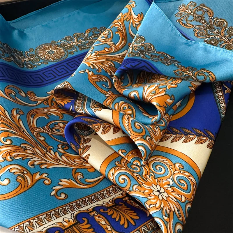 2025 New Fashion 70X70cmPrinted Women's Scarf Pashmina Silk Scarf Square Shawl Decorative Headband Neck Luxury Design Bandana