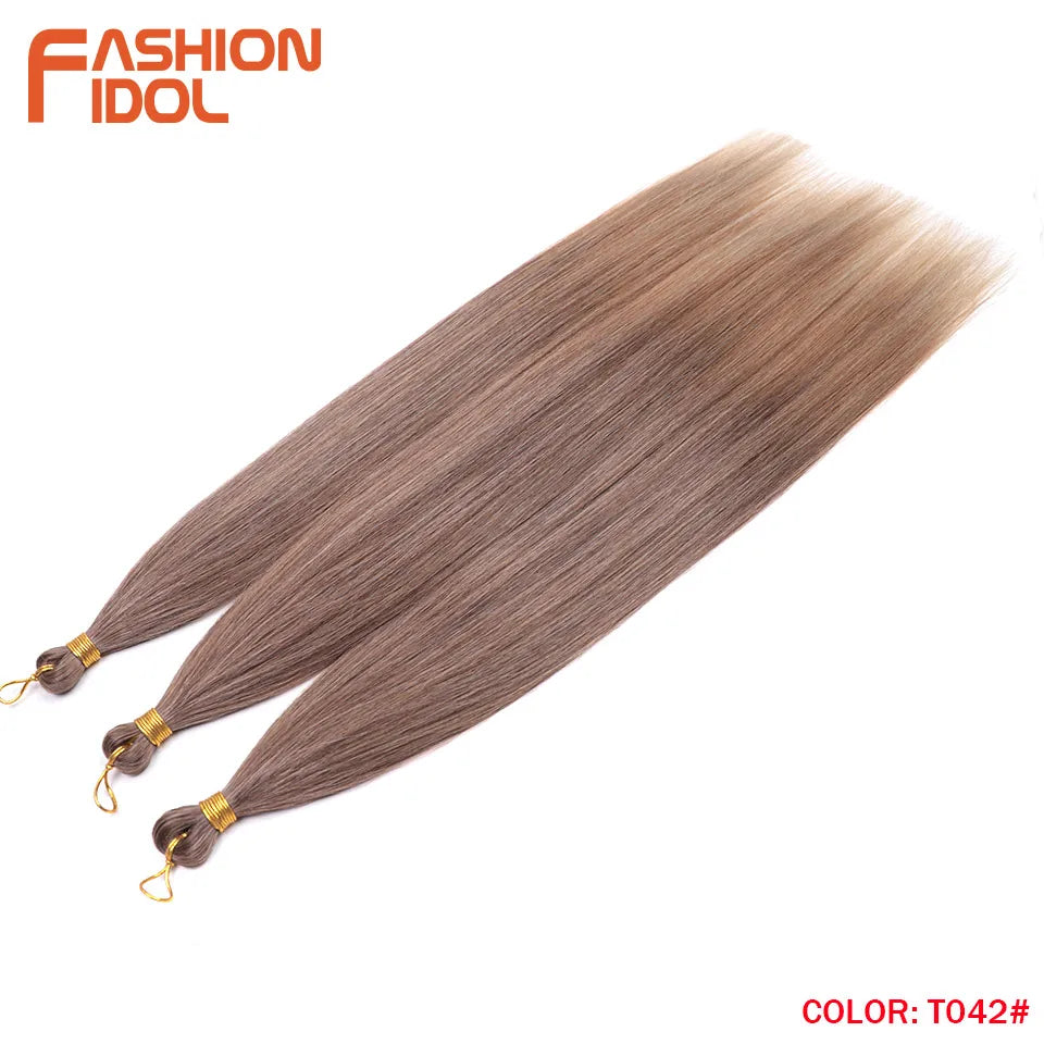 28" 3PCS Ariel Straight Pony Hair Bundles Crochet Braids Hair Synthetic Braiding Hair Ombre Silver Grey Crochet Hair Extensions