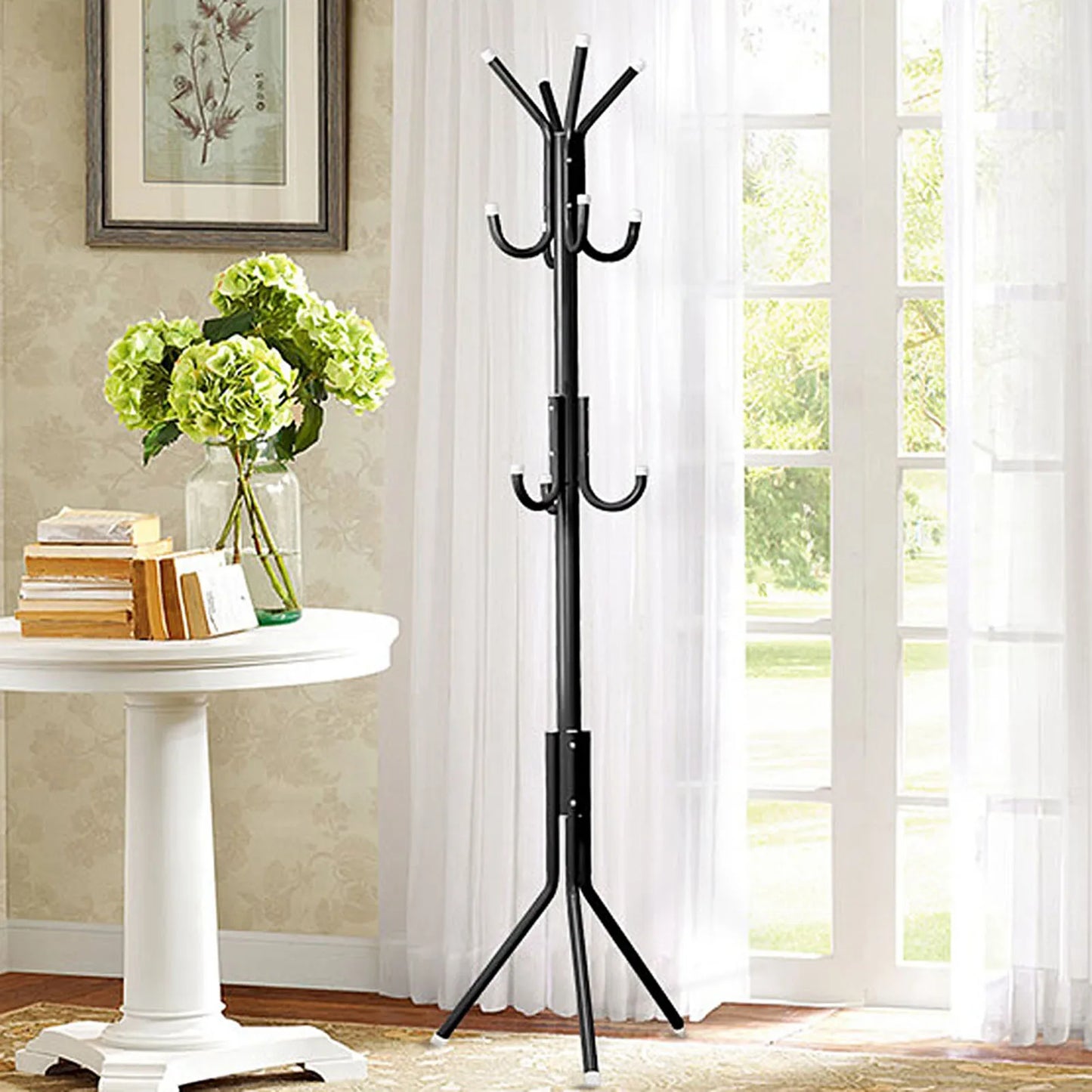 Clothes and Hats Rack Metal Multi Hooks Mobile and Convenient Coat Rack for Home Living Room Hangers Clothes Rack Stand