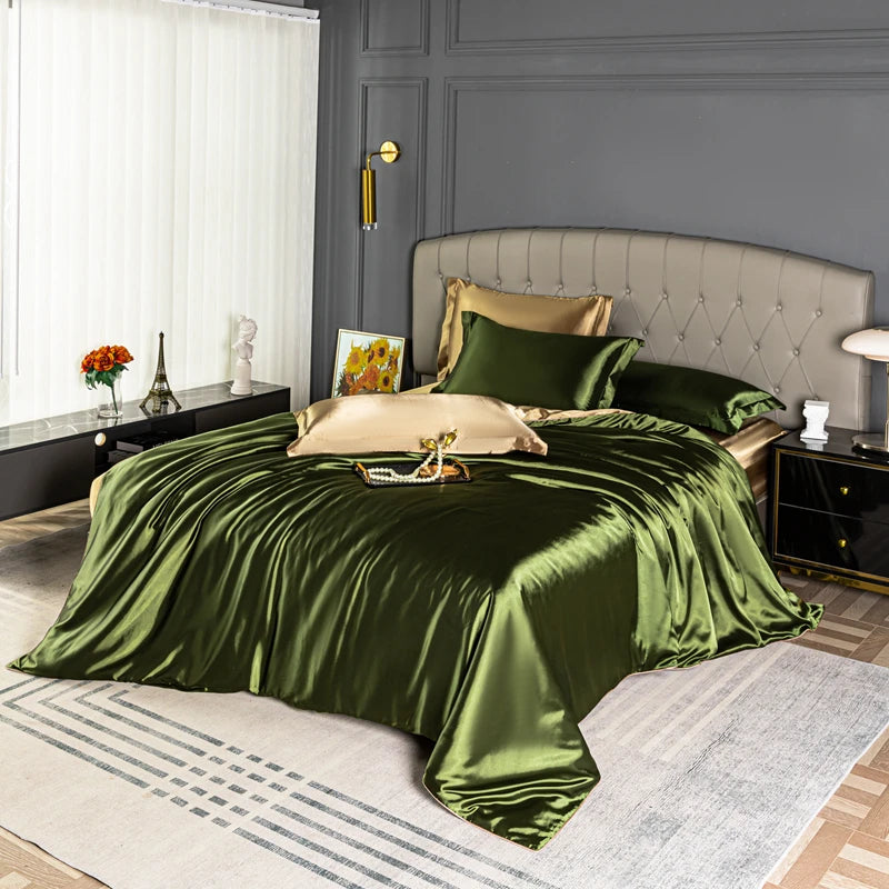 High Quality Bedding Set Skin Friendly Satin Quilt Cover Single Double Full Queen Solid Color Duvet Cover