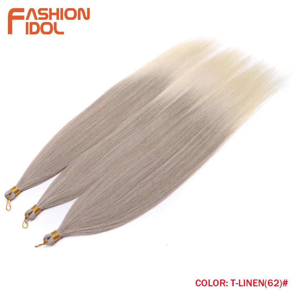 28" 3PCS Ariel Straight Pony Hair Bundles Crochet Braids Hair Synthetic Braiding Hair Ombre Silver Grey Crochet Hair Extensions