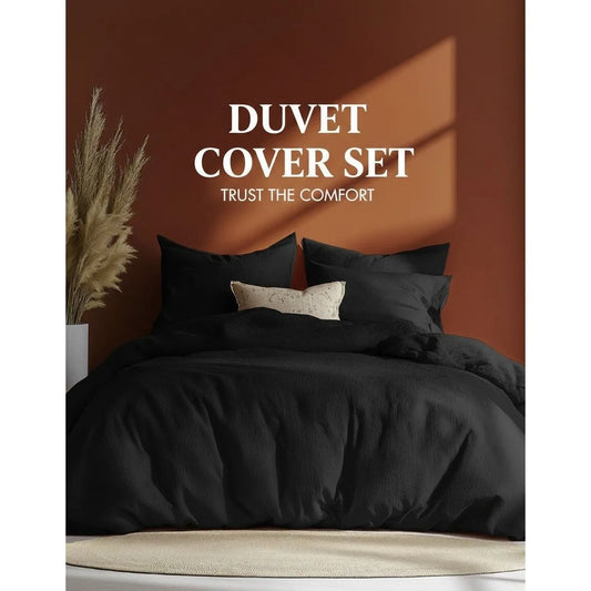 Plain Duvet Cover Set with Pillowcases – 3pcs, Multiple Sizes