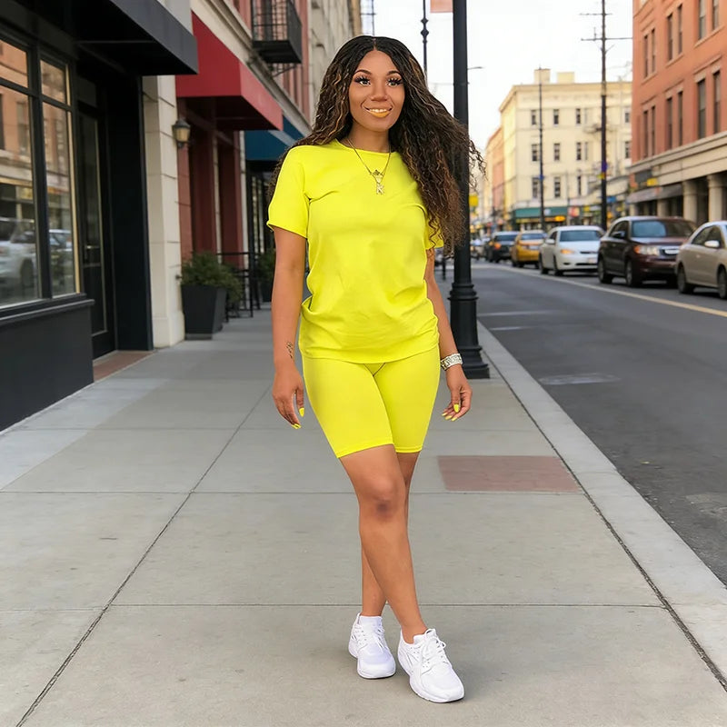 Hot Sales Womens Tracksuit Casual T-shirt Shorts 2 Pcs Set Outdoor Sports Jogging Woman Clothing Summer Street Short Outfits y2k