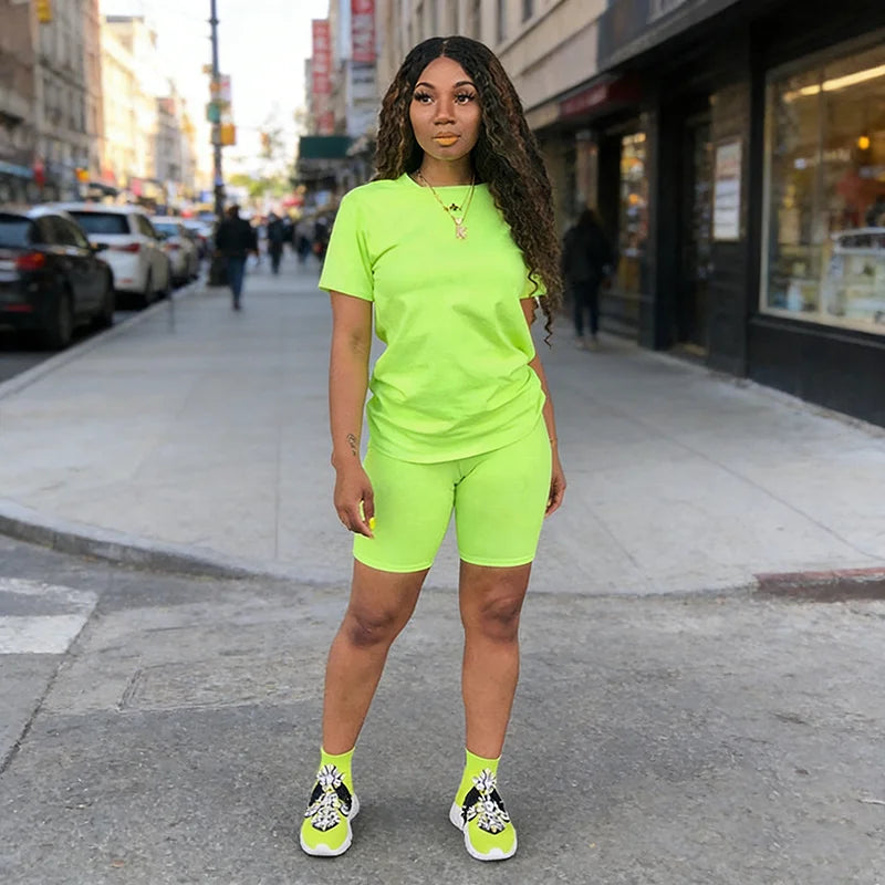 Hot Sales Womens Tracksuit Casual T-shirt Shorts 2 Pcs Set Outdoor Sports Jogging Woman Clothing Summer Street Short Outfits y2k