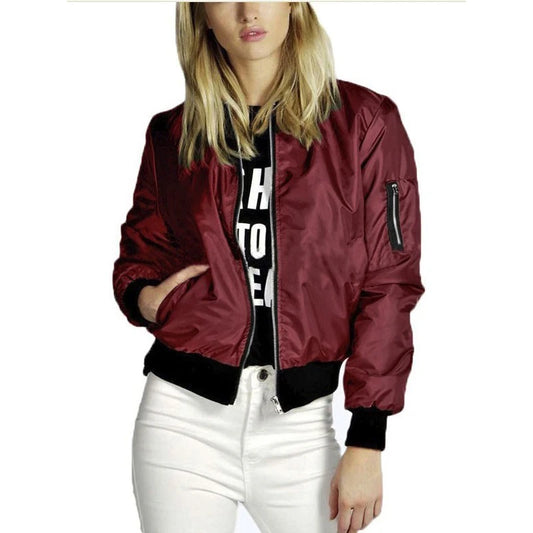 Autumn New Short Jackets for Women Vintage High Street O-neck Bomber Jacket Female Fashion Zipper Long Sleeve Coat Woman