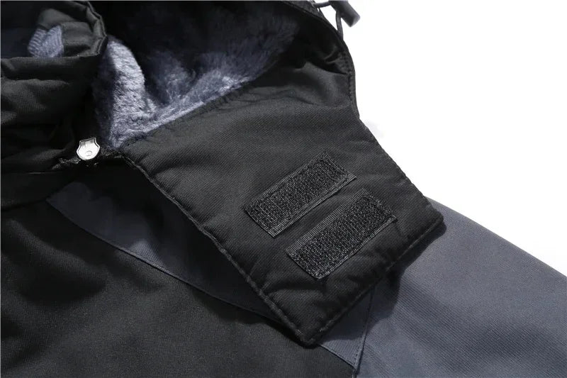Men's Jacket Winter Outdoor Warm Men's Gorpcore Waterproof Thick Fleece Parka Snow Hiking Casual Windproof Hooded Coat