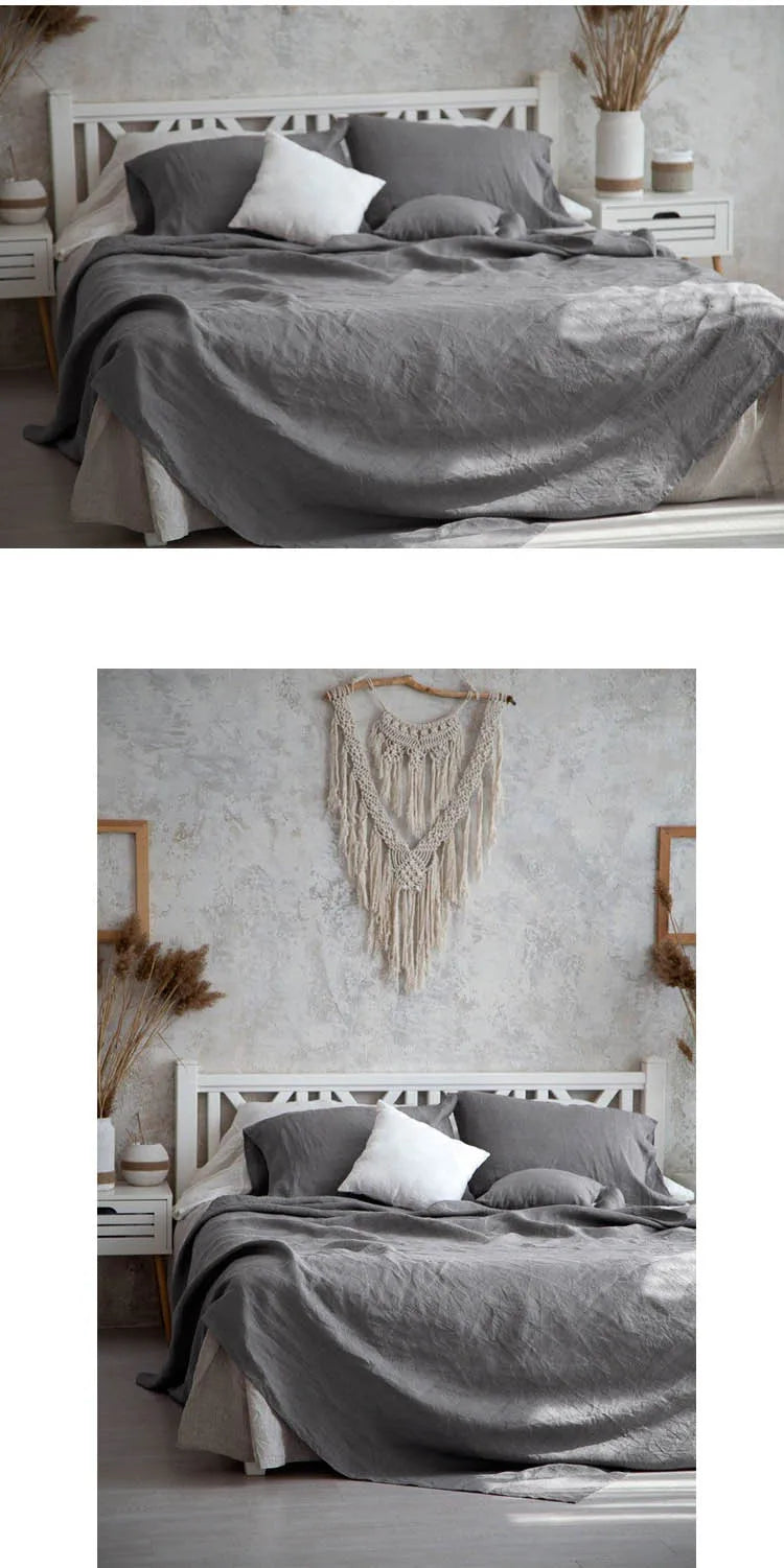 Pure Linen Bed Sheets 100% Stone Washed French Linen Solid Color Breathable and Durable for Hot Sleepers 1 PC Flat Sheet