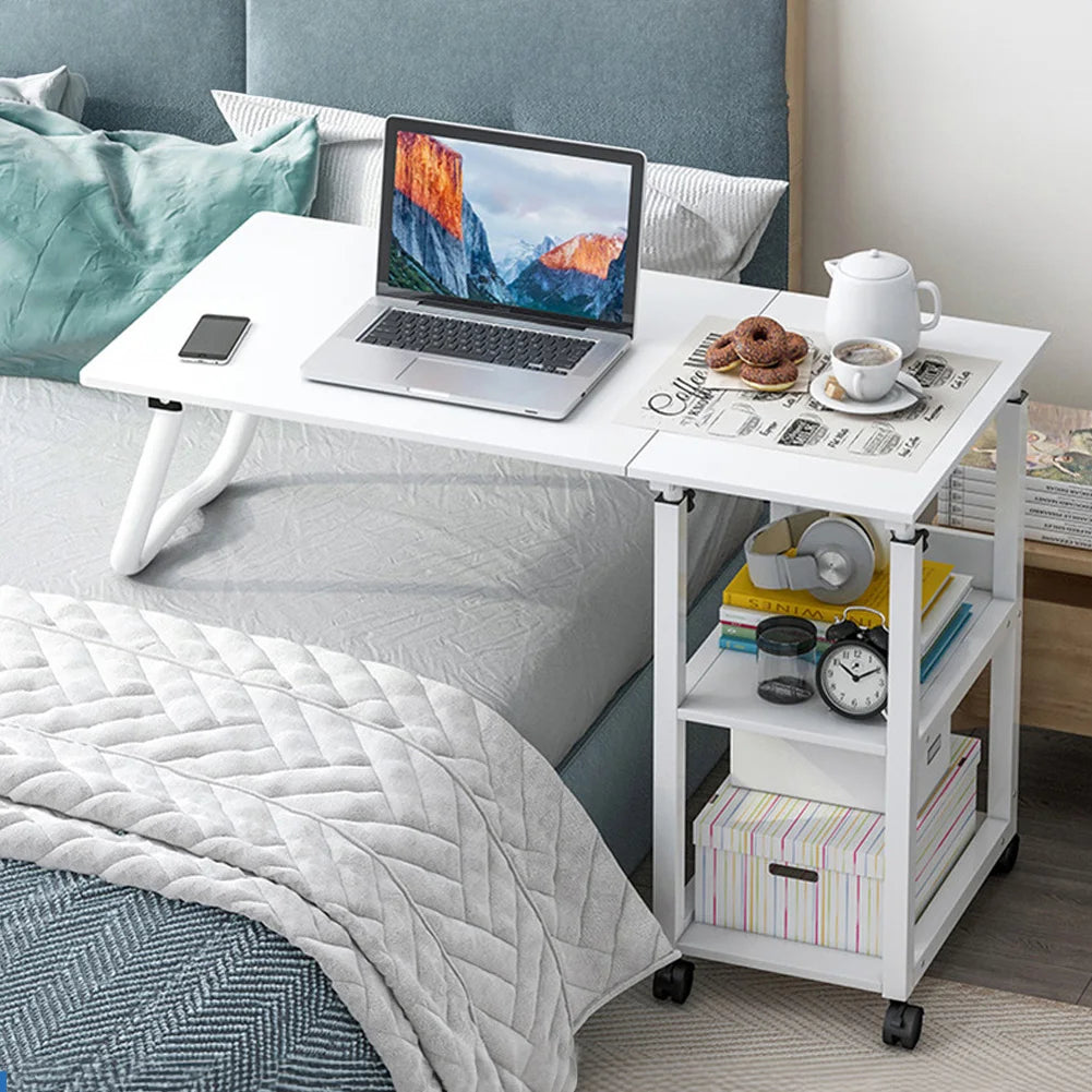 【Breeins】Height Adjustable Mobile Table Overbed Desk with Wheels Multi Color