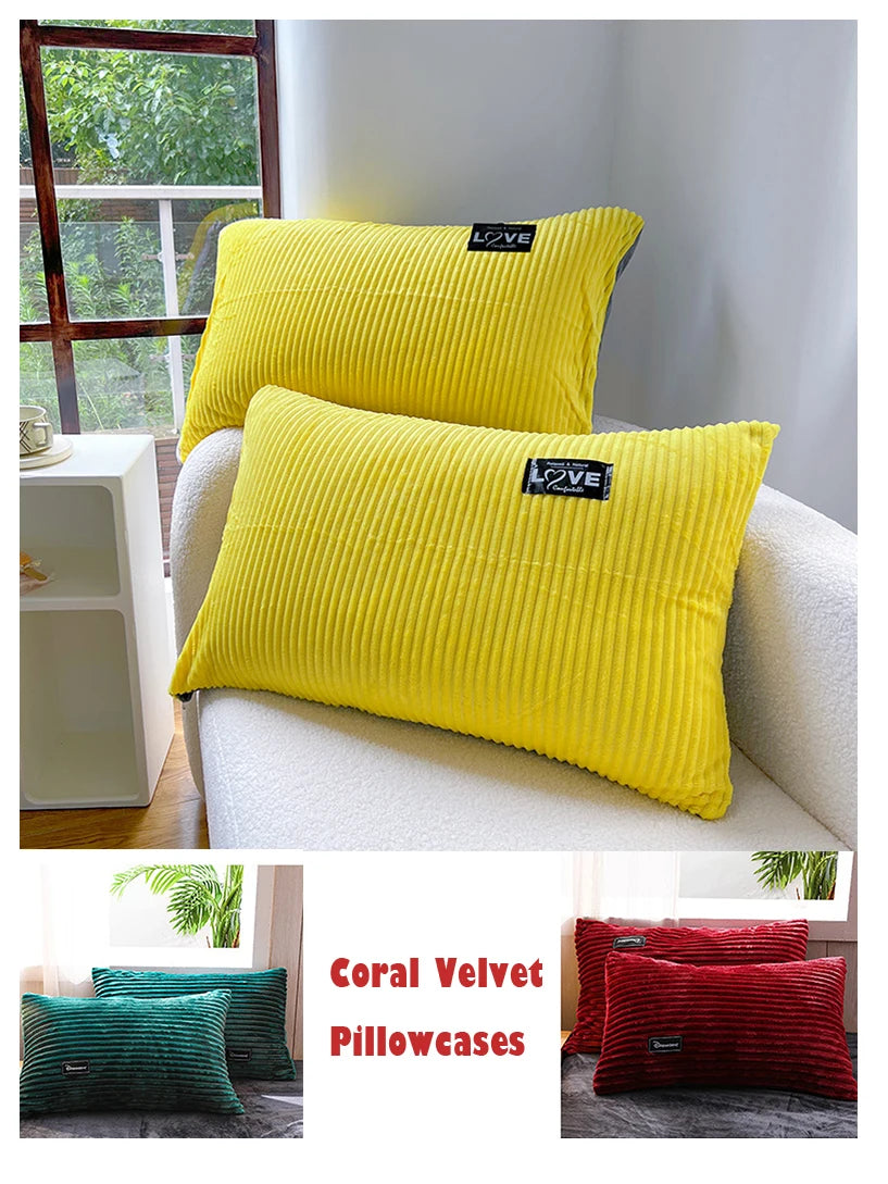 3pcs duvet cover Winter Warm Bedding sets Double Quilt Cover king Twin queen size bed thick Flano Coral Fleece with pillowscase
