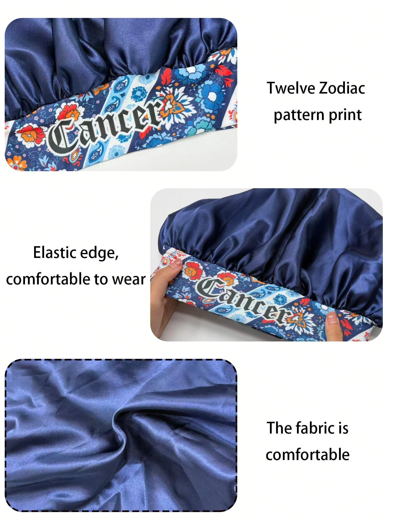 1Pcs Customize Satin Bonnets Head Cover Sleeping Cap Bonnet With Wide Elastic Band Large Silky Night Sleep Cap For Women