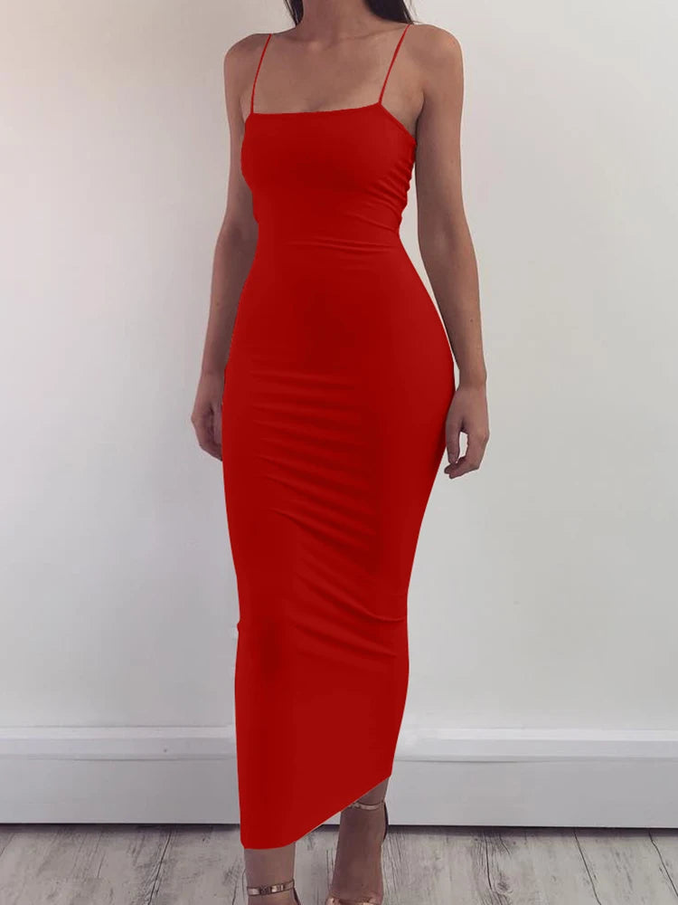 Women's High Elastic Sleeveless Backless Long Dress