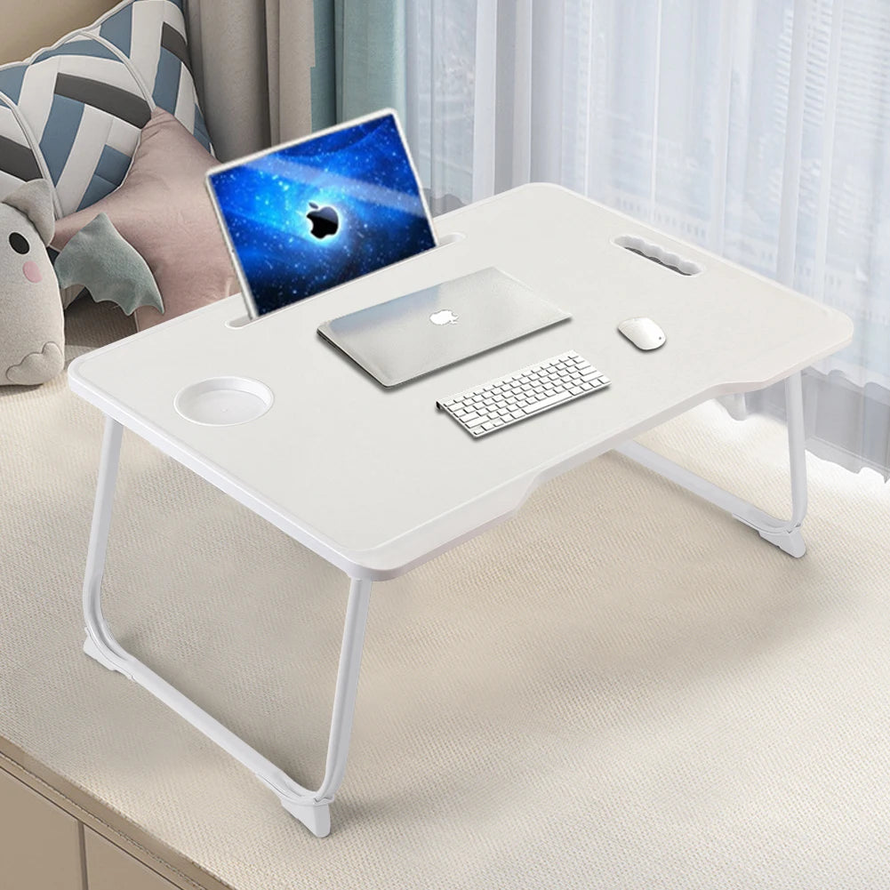 Folding Laptop Bed Desk With Cup Holder Multifunctional Dormitory Bedroom Bed Desk With Drawer Portable Desk