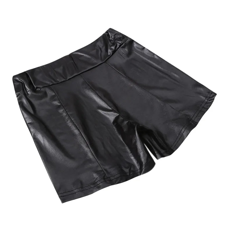 2024 Sexy Womens Shorts Shiny Elastic High Waist Shiny Faux PU Leather Short Pants Slim Hot Dance Clubwear Mini Shorts