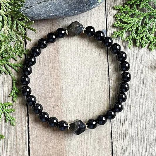 1 Pc Black Tourmaline Obsidian Bracelet Men And Women, The Ideal Choice Of Gift