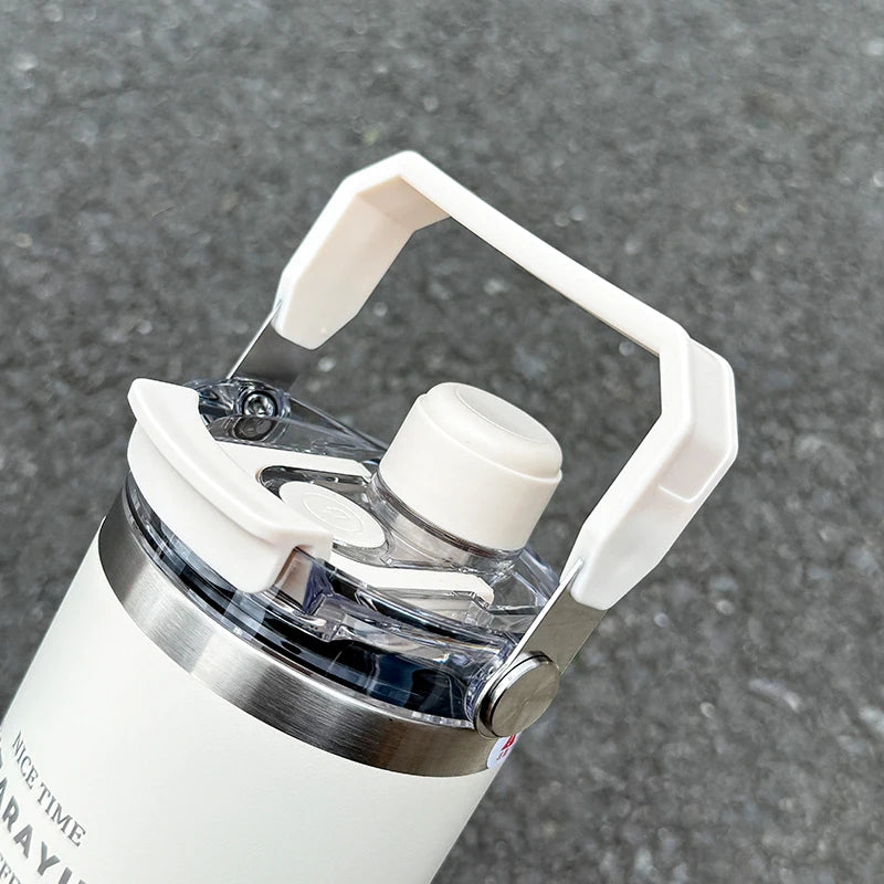 1pc Magnetic Suction Lid Double-layer Vacuum Insulated Water Bottle 600ml/900ml Wide Handle Portable  Outdoorulation Drinkware