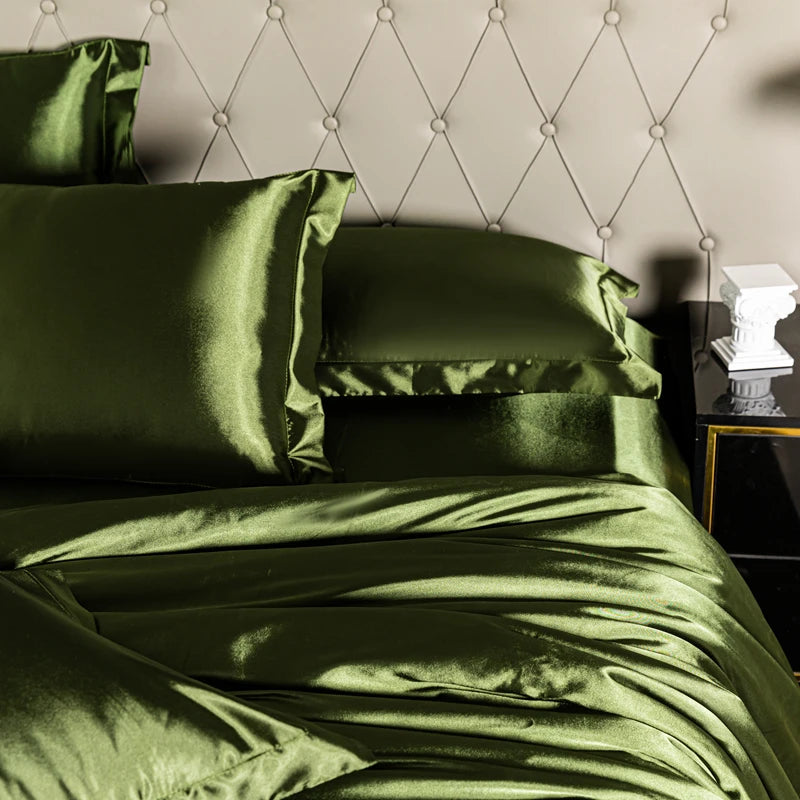 High Quality Bedding Set Skin Friendly Satin Quilt Cover Single Double Full Queen Solid Color Duvet Cover